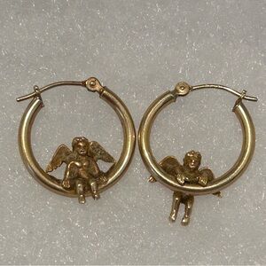 Gold Angel Hoop Earrings